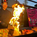 Hibachi private chef with fun tricks and flame